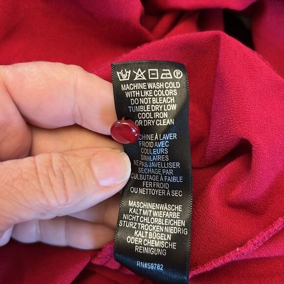 Adrianna Papell Red Smocked Ruffled long sleeve Blouse Size M EUC - Picture 8 of 8